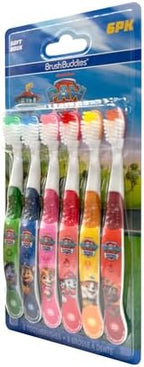 Brush Buddies Paw Patrol Kids Toothbrushes, Manual Toothbrushes for Kids, Toothbrush for Kids 4+, 6PK