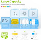 AUVON iMedassist Moisture-Proof Weekly Pill Organizer 4 Times a Day, Large 7 Day Pill Box Case with Portable Design for Travel, Removable Individual Containers Hold Vitamins, Supplements, Medications