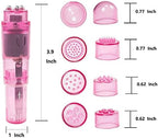 Mini Portable Small Vibrating Massage Body Tool 4 Heads Massager Pocket Toy for Women Neck Shoulder Face Back Leg Foot Muscles (Pink Color)