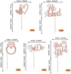 30 Pack He Asked She Said Yes Cupcake Toppers Glitter Heart Ring I do Cupcake Picks Bridal Shower Cake Decorations for Wedding Engagement Theme Party Supplies Rose Gold