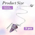 Sibba 3Pcs Pendulum Crystal, Natural Amethyst Rose Quartz Clear Quartz Crystal Pendulums for Witchcraft Supplies and Divination, Spiritual Pointed Crystals for Dowsing, Meditation, Chakra Healing