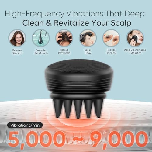 EKZ Sonic Vibrating Scalp Massager Shampoo Brush: Electric Silicone Hair Scrubber for Deep Scalp Clean, Dandruff Removal, Exfoliation, Stress Relief & Hair Growth –Suitable for Women, Men, Kids & Pets