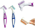 3 Pcs Denture Cleaning Brush Portable Cleaning Brush False Teeth Brushes for Denture Care Denture Cleaner with Multi-Layered Soft Bristles and Dual Angled