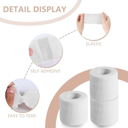 15 Pack 2 Inch x 5 Yards White Self Adhesive Bandage Breathable Cohesive Bandage Wrap Rolls Elastic Self-Adherent Tape for Stretch Athletic, Sports, Wrist, Ankle