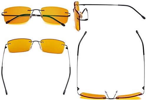 Eyekepper Titanium Rimless Orange Tinted Lenses Computer Reading Glasses Readers Men Women