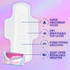 Always Pocket Feminine Pads with FlexFoam, Size 2, Heavy Flow, with Wings, Unscented, 60 Count (3 Packs of 20)