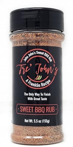 Single Bottle of a Franklin Recipe Tre John's Seasoning Spice The Only Way To Finish With Great Taste (5.5oz, John John's Sweet BBQ Rub)