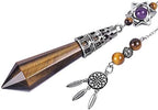 Nupuyai Healing Crystal Point Pendulum for Reiki Dowsing Divination Meditation Chakra Balancing with Dream Catcher Merkaba Star