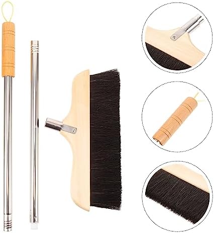 Long Handle Horsehair Brush Soft Bristle Cleaning Brush for Pet Hair Removal Indoor/Outdoor Anti-Slip Handle Easy to