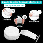 2 Rolls Tubular Bandage 1.5inch Stockinette Tubing for Arm Legs Elastic Net Tubular Support Bandage Reusable Sleeve Stretch Dressing Retainer Gauze Sleeve for Arm Knees Legs
