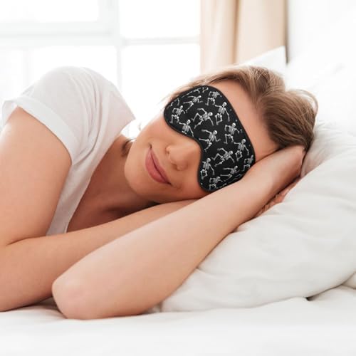 Cute White Skull Print Sleep Masks for Women Men, Double-Sided Eye Masks for Sleep, Blackout Eye Covers for Travel Sleeping