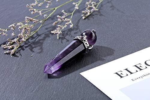 CrystalTears 3.2" Amethyst Crystal Wand Reiki Healing Crystals Point Prism Gemstone Wand Tumbled Poished Quartz Crystal Healing Stones for Meditation Wicca Crystals Therapy