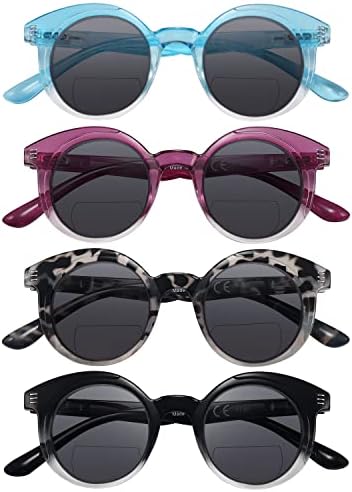 Eyekepper 4-pack Bifocal Reading Glasses for Women Small Round Bi-focal Readers