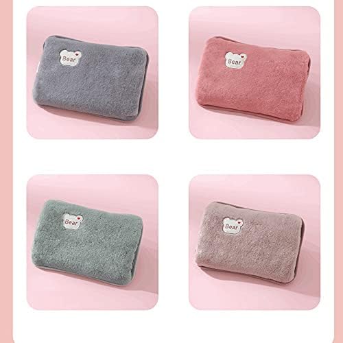 Hot Water Bottle Electric Charging Heating Rechargeable Heat Water Bag Rabbit Fur Soft Hand Warmer Warming Bag，Stress Relief，Premium Cute Cover。 (Color : Pink)