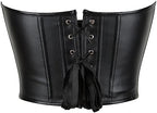 SHYMMUO Women Black Corset Tops Satin Summer Going Out Strapless Bustier Crop Top for Party,Gothic,Halloween Costumes