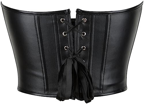 SHYMMUO Women Black Corset Tops Satin Summer Going Out Strapless Bustier Crop Top for Party,Gothic,Halloween Costumes