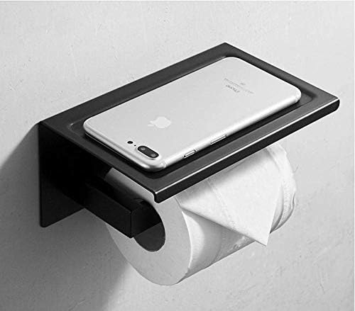 Toilet Paper Holder Roll Holder,Toilet Roll Holder with Phone Self,Stainless Steel Toilet Paper Holder,Bathroom Lavatory Paper Towel Dispenser/Sanding Finish Black