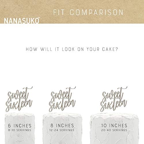 16th Birthday Cake Topper - Sweet Sixteen - Double Sided Silver Glitter - Premium Quality Made in USA