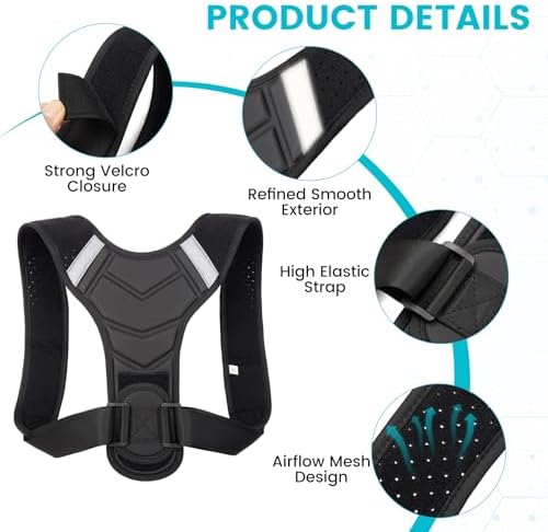 Posture Corrector for Men & Women, Adjustable Back Brace & Straightener for Office, Home & Daily Use, Relieve Back Pain, Prevent Hunching & Slouching, Comfortable & Breathable, M
