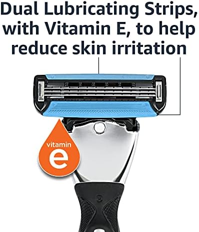 Amazon Basics 3-Blade Razor Refills for Men with Dual Lubrication, 12 Cartridges (Fits Amazon Basics Razor Handles only) (Previously Solimo)