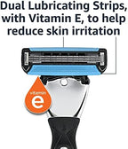 Amazon Basics 3-Blade Razor Refills for Men with Dual Lubrication, 12 Cartridges (Fits Amazon Basics Razor Handles only) (Previously Solimo)