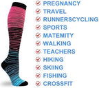 Double Couple 3 Pairs Compression Socks for Women Men 20-30mmhg Knee High Stocking for Sports Running Travel Nurses