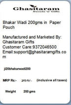 Jaiccha Ghasitaram Namkeen - Bhakar Wadi 200gms in White Paper Pouch