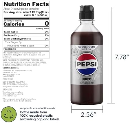 SodaStream® Diet Pepsi® New Pour Bottle Beverage Mix (440ml, Pack of 4)