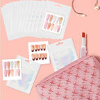 100PCS Press on Nail Packaging Bag and 100PCS White Cardboard Nail Tips Packaging Bags Empty Holographic Nail Storage Bags with 1 Roll Transparent Tape for Press on Nail Business (White, Short)