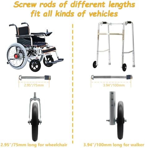 2 Pack Wheelchair Wheel - Environmentally Friendly PU material, 8 Inch Solid Tire,Wear-Resistant, Anti-Slip, Universal Wheelchairs, Walker and Various Cart Replacement