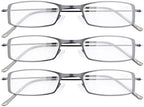 Eyekepper 3-Pack Stainless Steel Frame Half-eye Style Reading Glasses Readers Black +4.0