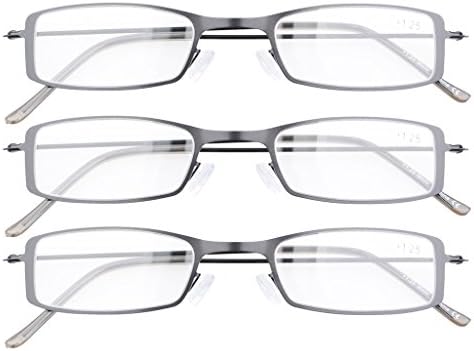 Eyekepper 3-Pack Stainless Steel Frame Half-eye Style Reading Glasses Readers Black +2.75