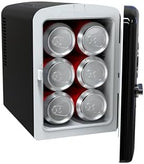 Frigidaire Retro 9-Can Mini Personal Fridge Portable Cooler for Car, Office, Bedroom, Dorm Room, or Cabin, 11.8" D x 7.1" W x 10.1" H, BLACK