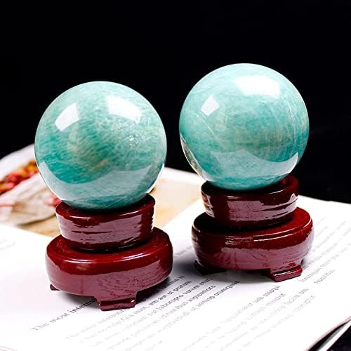 Polished Healing Crystal Ball Sphere Sculpture Tianhe Stone Amazonite Sphere Gemstone Ball for Reiki and Home Decor, Tumbled Palm Stone, Divination Sphere,Diameter2.0