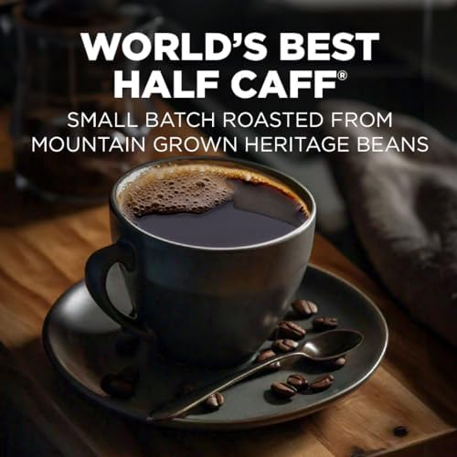 Maud's Half Caffeine Instant Coffee, 24 ct, 100% Arabica Coffee, Medium Roast, Instant Hot or Iced Coffee - Just add water