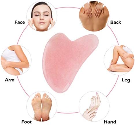 Natural Jade Gua Sha Scraping Massage Tool,Pink Rose Quartz GuaSha Board, Organic Anti-Aging Beauty Therapy for Skin Rejuvenation, Traditional Guasha Scraper Tools for Relaxing Muscles on Face, Neck,