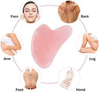 Natural Jade Gua Sha Scraping Massage Tool,Pink Rose Quartz GuaSha Board, Organic Anti-Aging Beauty Therapy for Skin Rejuvenation, Traditional Guasha Scraper Tools for Relaxing Muscles on Face, Neck,