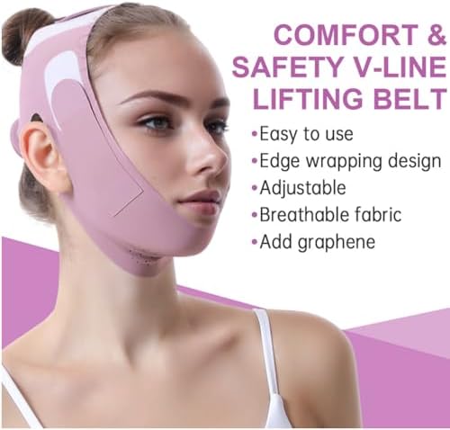 Graphene V-Line Mask Chin Up Mask V Shaped Face Mask Chin strap for sleeping,Jawline Shaper,Lilac,Medium
