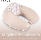 Kanjo Memory Foam Acupressure Neck Pillow - High Density Memory Foam Core - Travel Accessory Pillow - Relieves Neck Pain and Back Pain - Includes Carry Bag