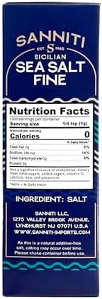 Sanniti Sicilian Sea Salt, 2.2 Lbs (1kg) | Product of Italy | Authentic Flavor (Pack of 1, Fine Salt)