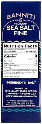 Sanniti Sicilian Sea Salt, 2.2 Lbs (1kg) | Product of Italy | Authentic Flavor (Pack of 1, Fine Salt)