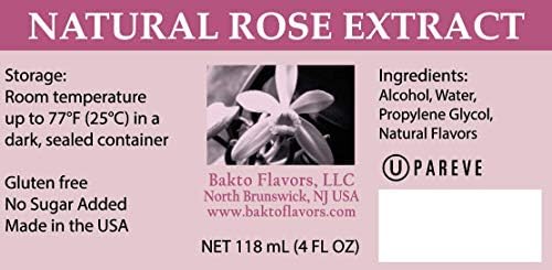 Bakto Flavors Natural Rose Extract, 4 Fluid Ounces