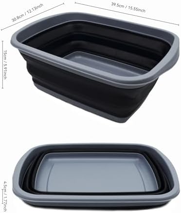 SAMMART 10L (2.6 Gallons) Collapsible Tub - Foldable Dish Tub - Portable Washing Basin - Space Saving Plastic Washtub (Dark Grey/Black, 1)