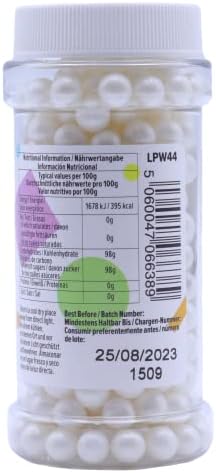 PME Large White Edible Sugar Pearls, 3 Ounce