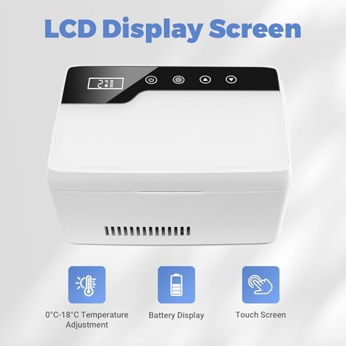 Electric Travel Insulin Cooler Case TSA Appoved, Mini Insulin Fridge Box, Portable Insulin Refrigerator, Rechargeable Diabetic Cooler Box, 2-18℃, Temperature Display, Built-in Battery (Large)