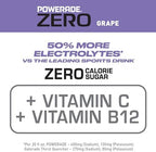 POWERADE Electrolyte Enhanced Zero Sugar Grape Sports Drink, 20 Ounce (Pack of 8)