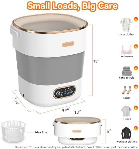 Portable Washing Machine, Folding 16L Mini Washer and Spin-Dryer With Hanger, Large Capacity Small Compact Laundry Machine of Underwear, Baby Clothes, for Apartments, Dormitories, RV, Travel, (White)