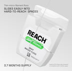 REACH Waxed Dental Floss, Mint, Plaque Remover for Teeth, Shred Resistant, Floss Slides Smoothly, Easy to Use, Waxed, Deep Cleaning Teeth, Oral Care, PFAS Free, for Adults & Kids, 6 Pack, 55 yd