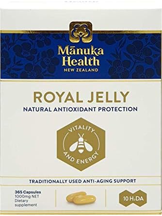 Manuka Health 10hda Royal Jelly 1000mg 365 Capsules 100% Pure New Zealand Royal Jelly Immune System Booster & Supports Skin Health & Vitality (Pack of 3)