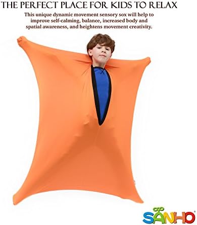 SANHO Dynamic Movement Sensory Sock Body Sock,Small,3-5 Years, 40" H x 27" W,Good for Height:30"-41",for Sensory Processing Disorders,Updated Version,Orange